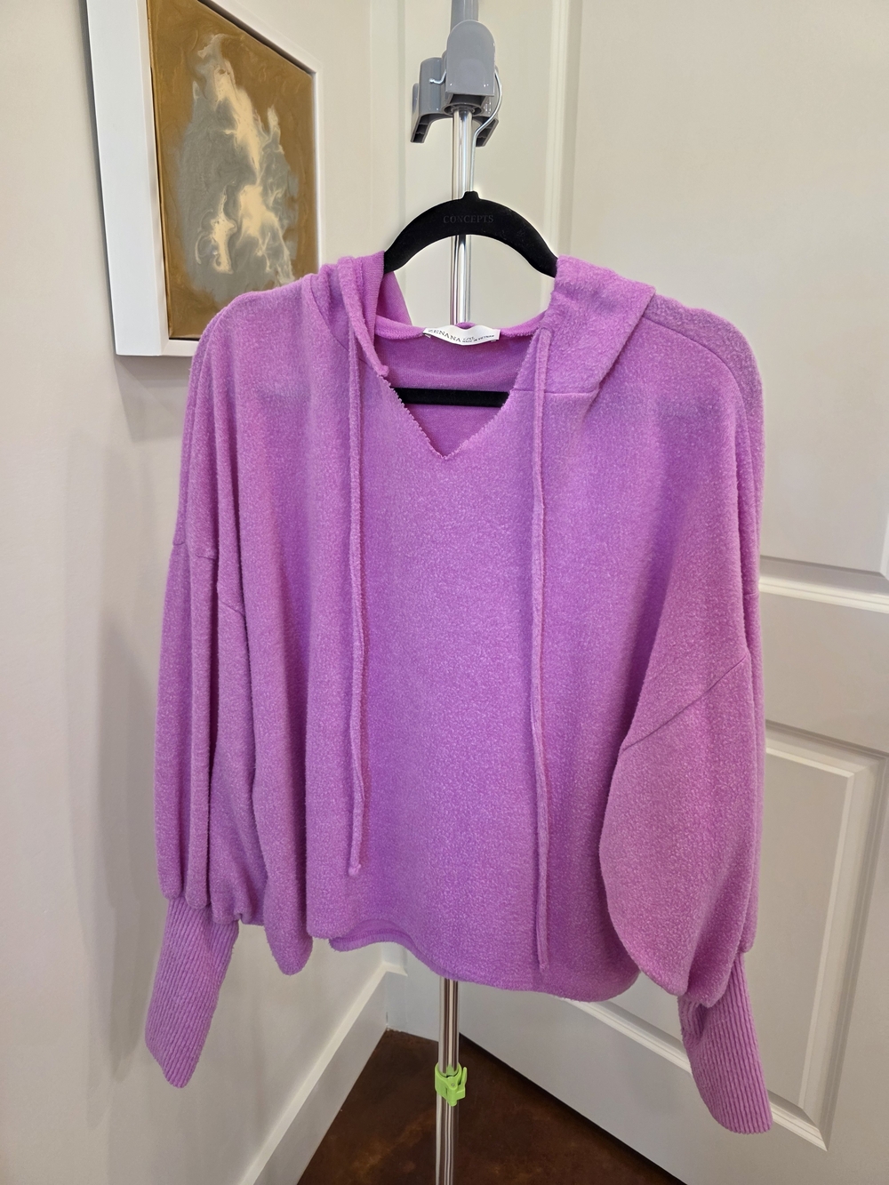 Zenana Brushed Hacci Drop Shoulder Cropped Hoodie L/XL